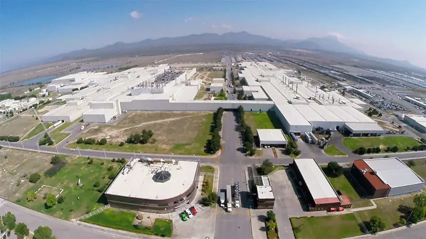 An aerial view of the FCA Saltillo Truck Assembly Plant in Coahuila, Mexico