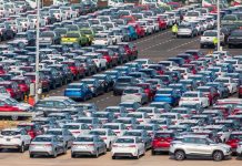 A huge lot full of cars ready for export in Mexico