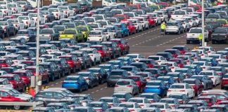 A huge lot full of cars ready for export in Mexico