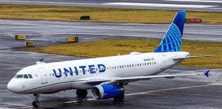 A United Airlines plan on the ground on an airport runway