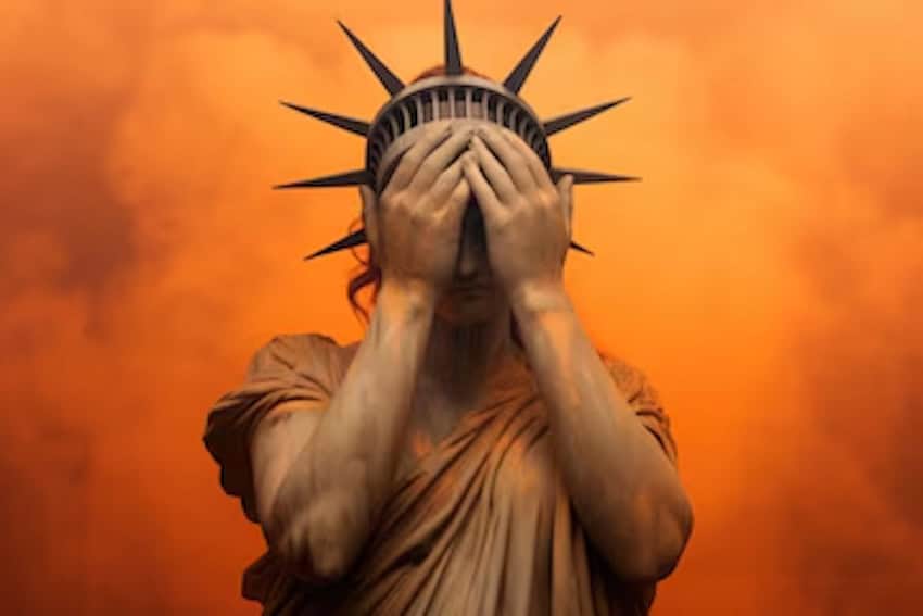 A sad Lady Liberty