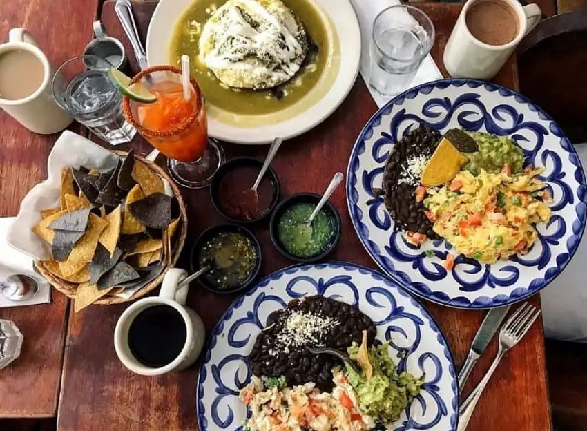 Plates of food at La Palapa