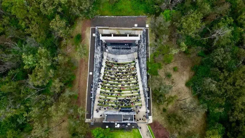 Bird's eye view of outdoor forum at Cineteca Chapultepec