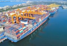 Container ships arriving into the Port of Manzanillo in Mexico