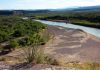 The Rio Grande river winding into the mountains of Big Bend National Park in Texas