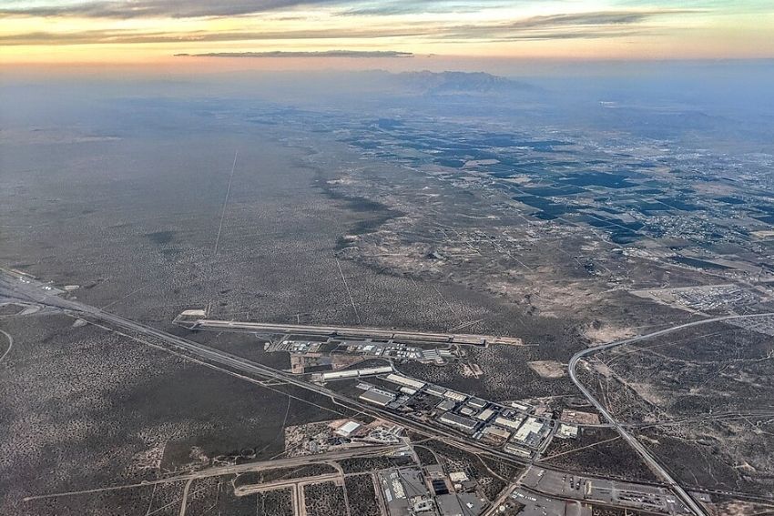 Aerial view of small airport