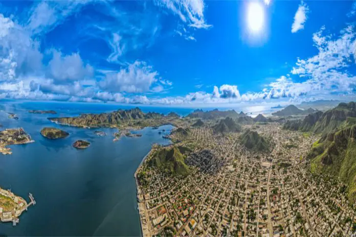 aerial view of city of Guaymas, Mexico