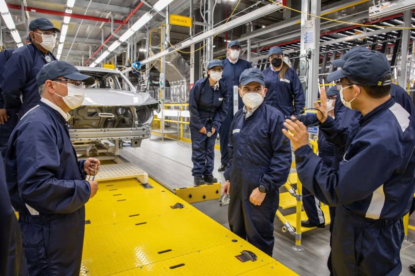 Workers at a General Motors assembly plant in Mexico