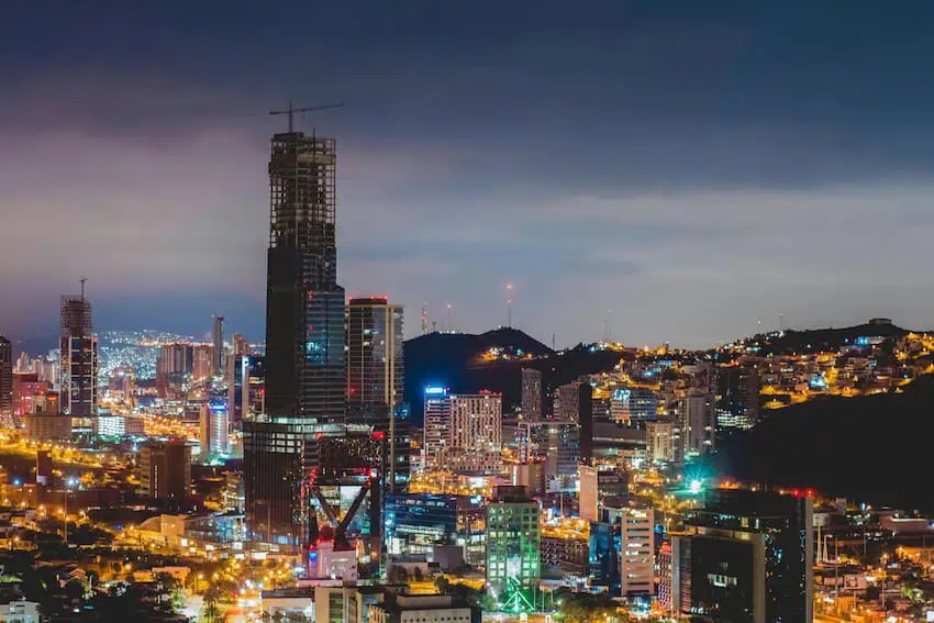 Monterrey, the capital city of Nuevo León, as seen at night