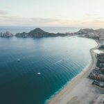 Panoramic view of a beach in Los Cabos, Baja California Sur.