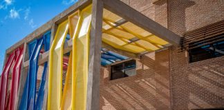 Façade of Colegio San José, in Sonora, Mexico