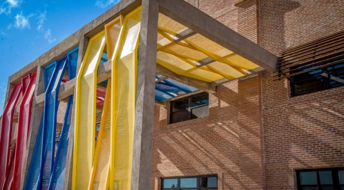 Façade of Colegio San José, in Sonora, Mexico