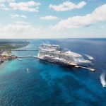 A cruise ship arrives in Cozumel, Quintana Roo state.