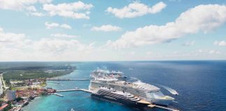 A cruise ship arrives in Cozumel, Quintana Roo state.