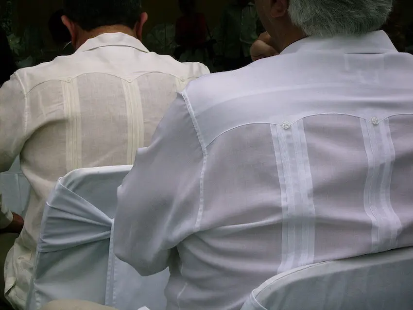 Two men wearing Mexican "Guayaberas"