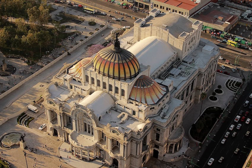 Bird's eye view of Palacio de Bellas Artes in Mexico City