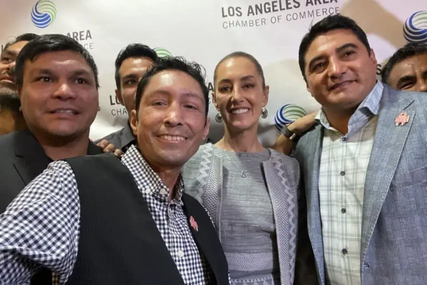 Israel Vázquez with President Claudia Sheinbaum during a 2023 visit to Los Angeles, California. 