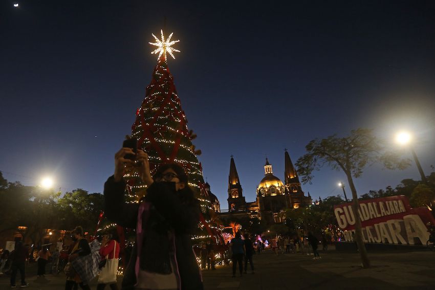 A Christmas tree in downtown Guadalajara.