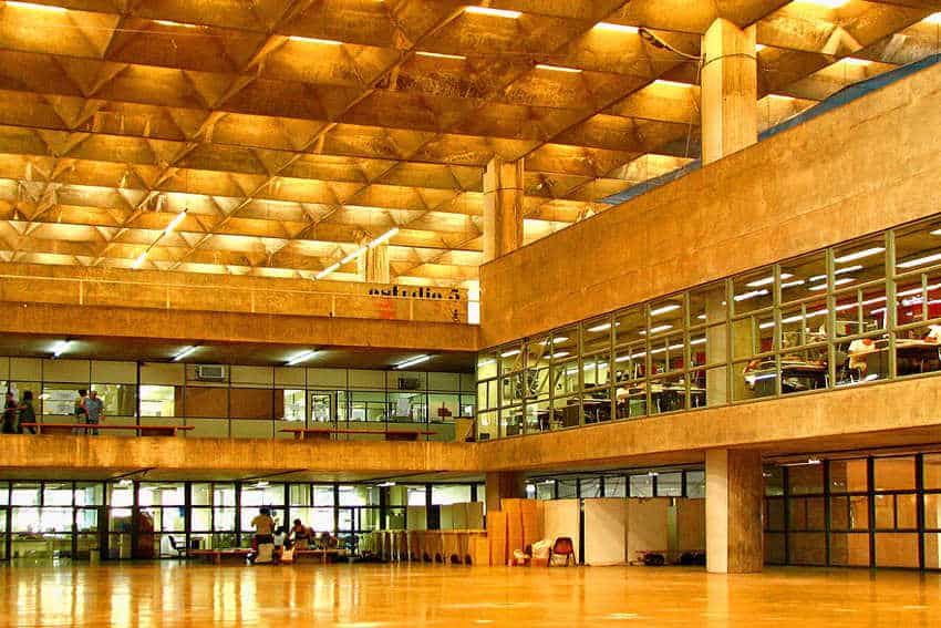 University of Sao Paulo architecture library with students in far background