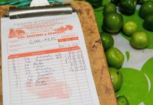 A note tallying purchases at a Mexican market