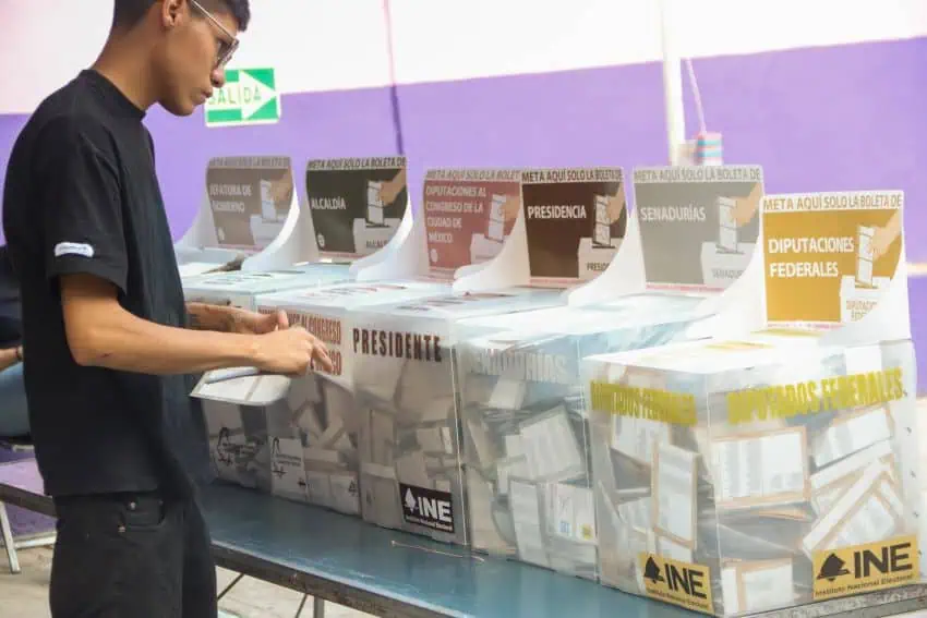 A man casts his ballot in a Mexican election