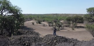 A dry water reservoir in San Miguel de Allende, Guanajuato, México