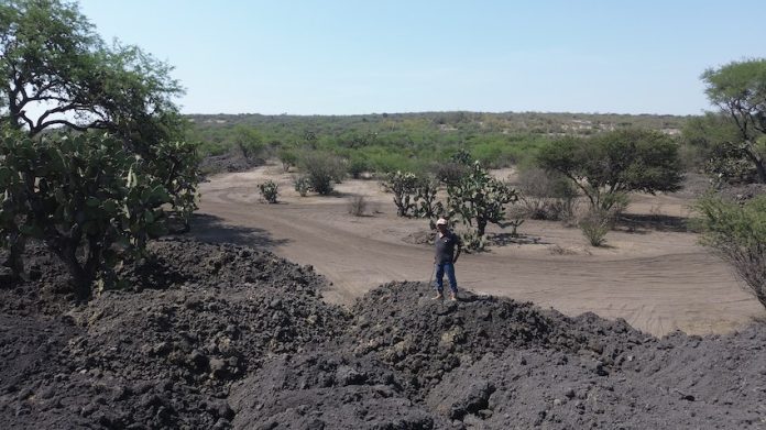 A dry water reservoir in San Miguel de Allende, Guanajuato, México