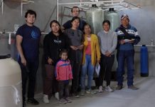 A family in Guanajuato at a new water treatement facility provided by Mexican water nonprofits.