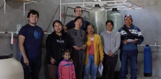 A family in Guanajuato at a new water treatement facility provided by Mexican water nonprofits.