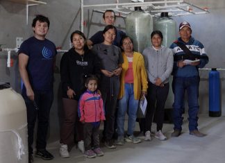 A family in Guanajuato at a new water treatement facility provided by Mexican water nonprofits.