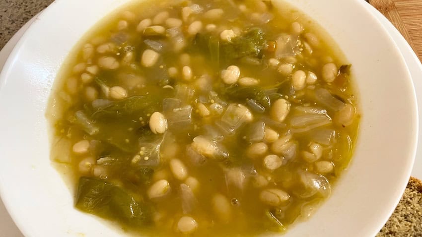 A plate of vegan tomatillo soup