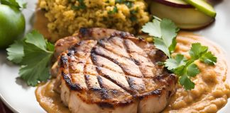 A plate of pork chops