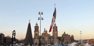The skate rink on Zócalo in Mexico City in Christmas 2011. December culture CDMX