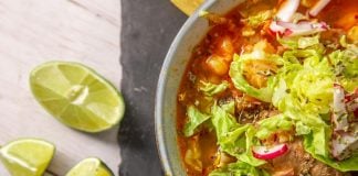 A bowl of delicious pozole