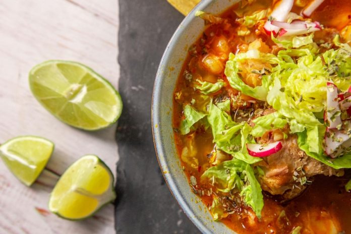 A bowl of delicious pozole