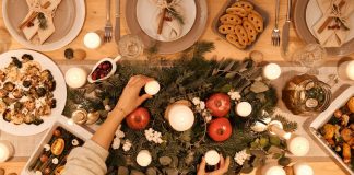 vegetarian christmas recipes at a dinner table