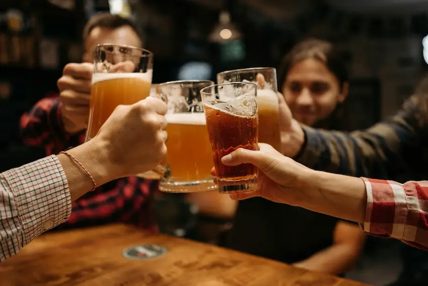 A group of friends having a beer