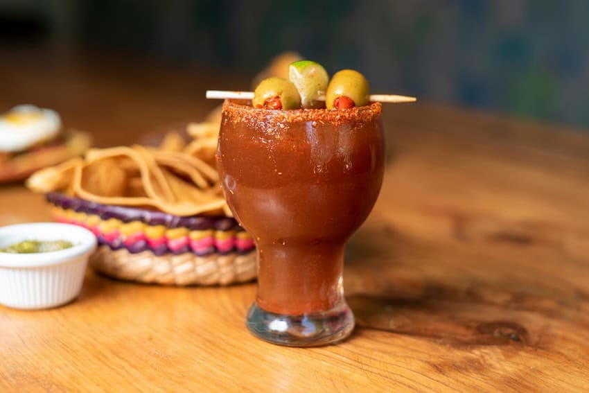 A glorious michelada with escarcha de tajín