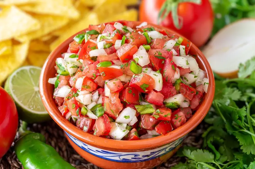 A bowl of pico de gallo.