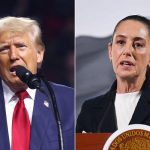 Two photos, one of U.S. President-elect Trump and another of Mexican President Claudia Sheinbaum