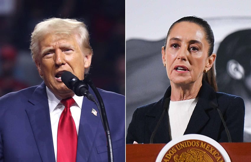 Two photos, one of U.S. President-elect Trump and another of Mexican President Claudia Sheinbaum