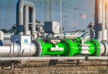 A photo illustration of a speculative green hydrogen pipeline for illustrative purposes only