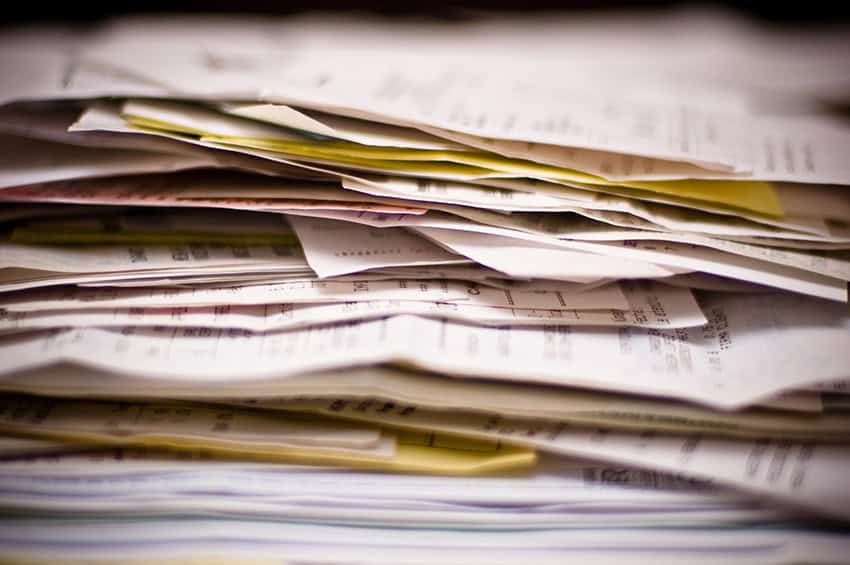 A pile of administrative paperwork