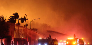 Firefighters battle the Palisades Fire, on the north side of Los Angeles, where Mexican firefighters will soon arrive to help