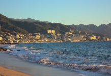 View of Puerto Vallarta's Centro and Zona Romantica neighborhoods from the beaches just north.