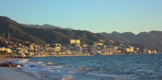 View of Puerto Vallarta's Centro and Zona Romantica neighborhoods from the beaches just north.