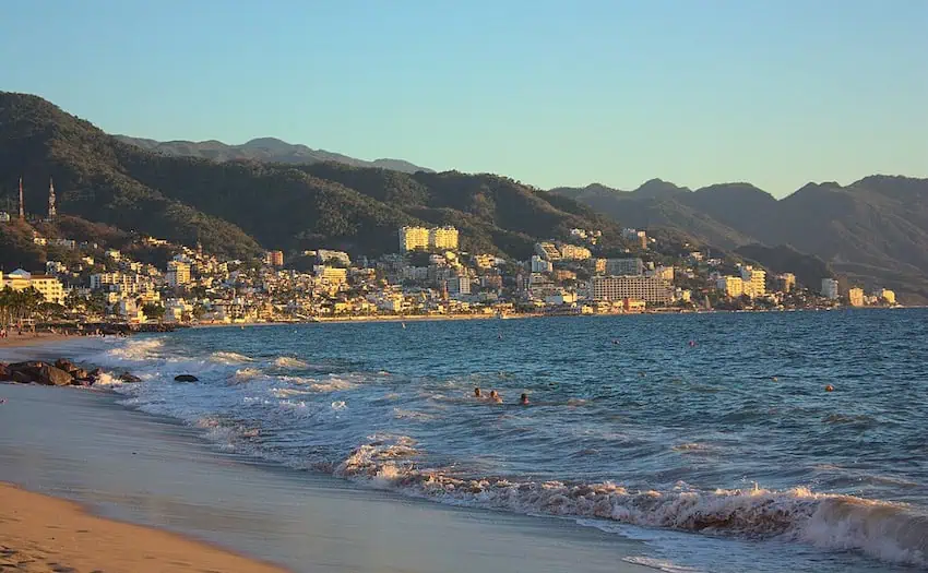 View of Puerto Vallarta's Centro and Zona Romantica neighborhoods from the beaches just north.