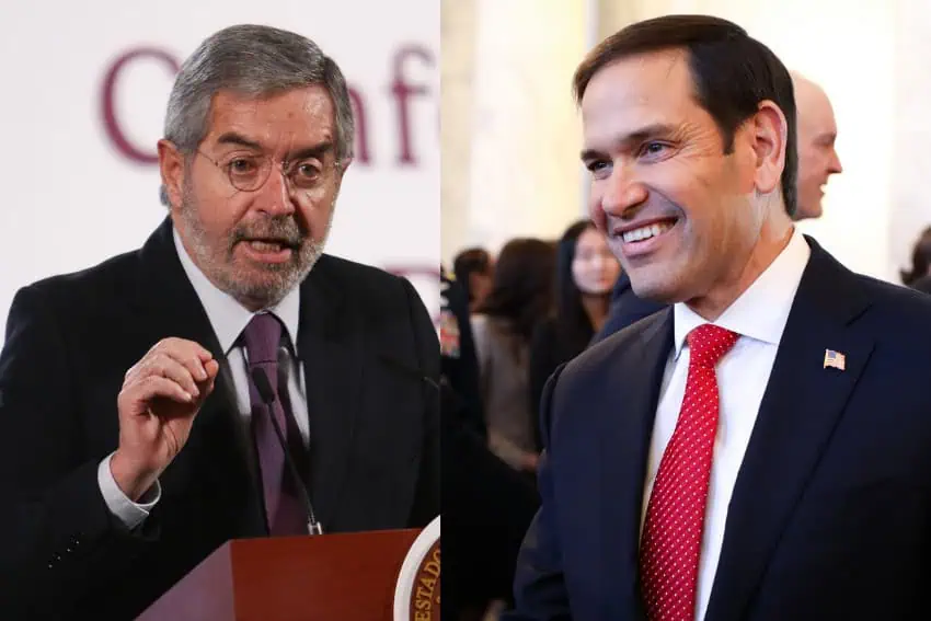 Side-by-side photos of Mexico's Foreign Affairs Minister Juan Ramon de la Fuente and US Secretary of State Marco Rubio