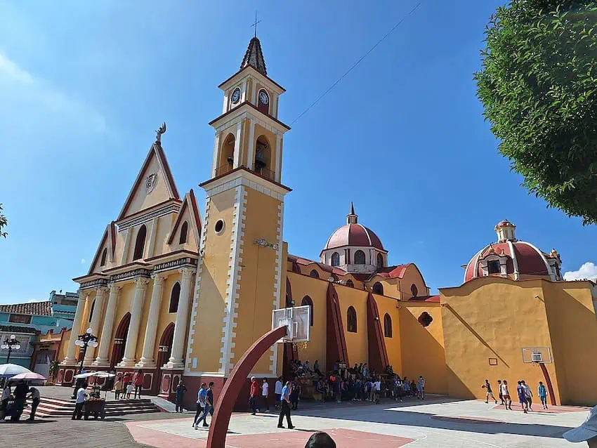 Facade of the Parish of Saint Matthew the Apostle in Naolinco in the state of Veracruz November, 2023