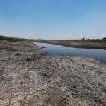 Dried out soil by a small reservoir in Tequisquiapan, Queretaro